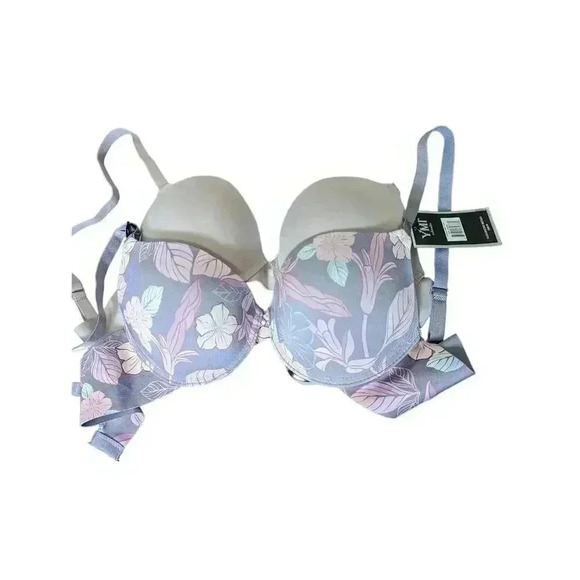 New YMI Intimates Set of 2 Purple & Floral Push Up Bras Size 34C - Picture 1 of 13